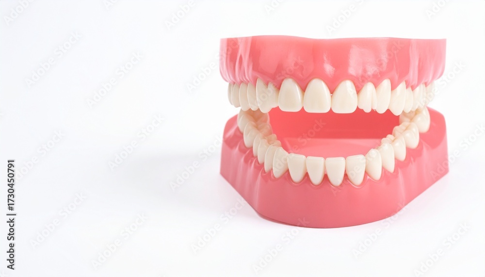 Fototapeta premium Plastic vampire fangs on white background