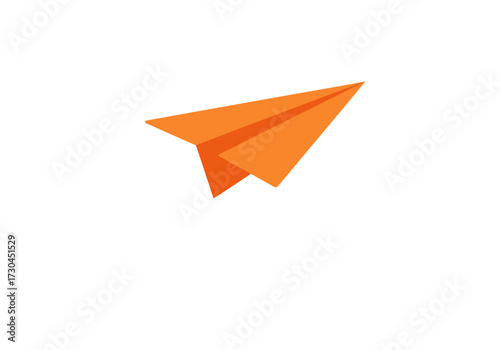 An orange paper airplane folded and ready to fly