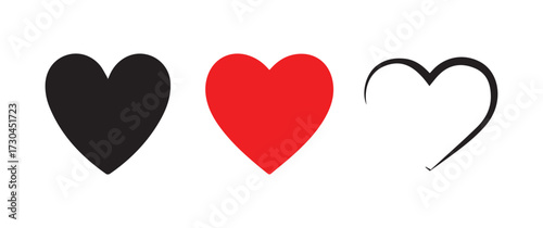 Black Red and Outline Heart Symbols