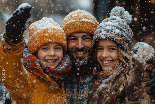 A family taking a selfie together.