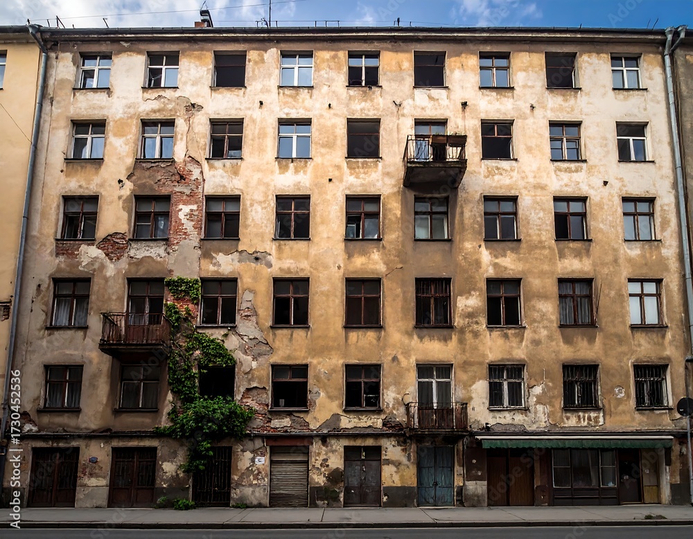 Obraz premium Old Damaged Building Facade.