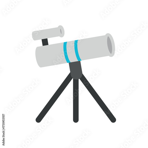 Telescope icon in detailed color for science, universe, and exploration themes.