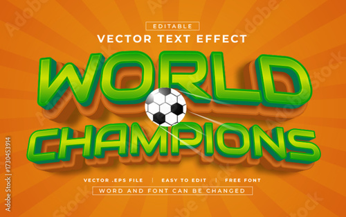 World Champions 3D editable text effect style