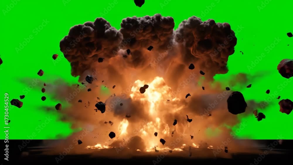 Asteroid Impact Explosion Green Screen - A dramatic visual effect of an ...