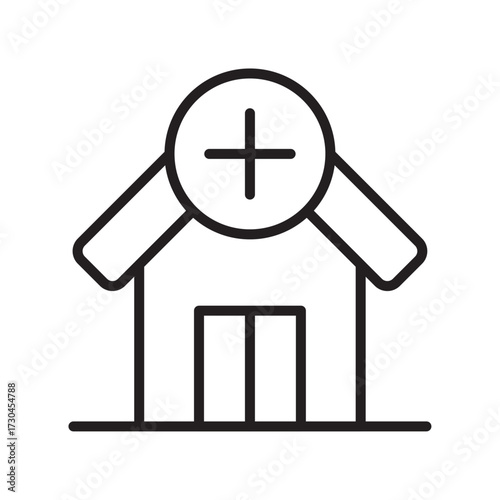 Editable Health Clinic Line Icon