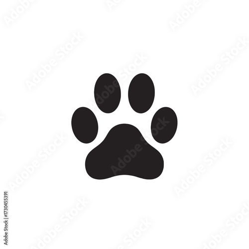 A simple black paw print icon on a white background.