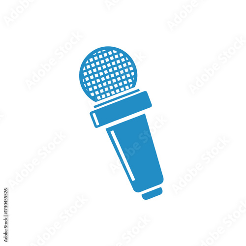 Blue Microphone Icon: Sound Recording and Communication Symbol.