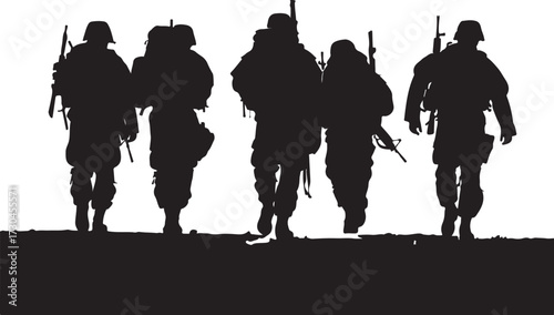 Determined Army Marching Together