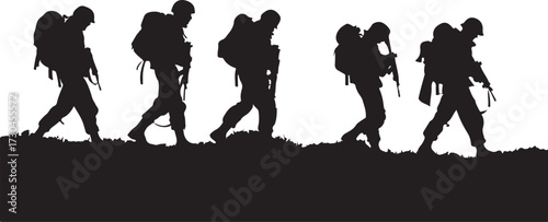 Determined Army Marching Together