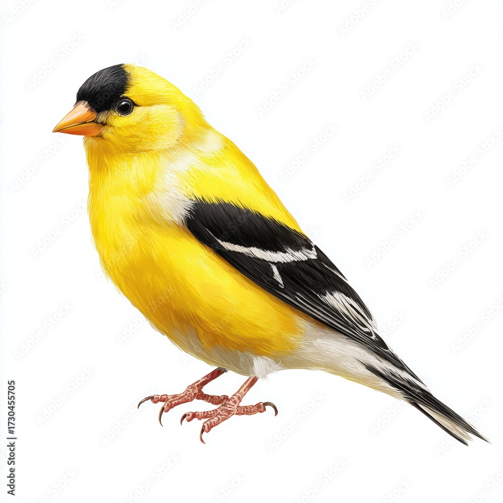 Fototapeta premium American Goldfinch bird isolated, white background cut out png