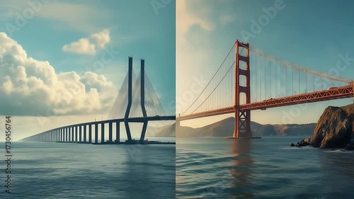 Bridges of Connection: Two Iconic Spans Under Azure Skies