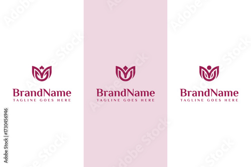 Letter M or MU Tulip Flower Logo, symbolizing beauty, growth, and elegance