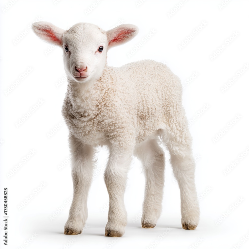 Fototapeta premium Adorable lamb isolated on white background cut out png