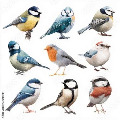 Watercolor birds collection isolated on white background cut out png