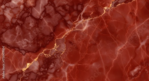 Red and brown marble texture with golden veins.