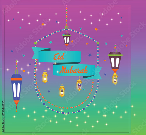 Eid Mubarak Islamic greetings background