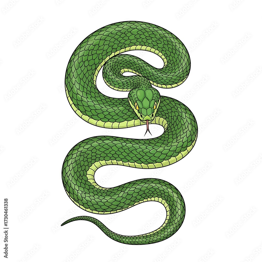 Obraz premium Green Snake Illustration.
