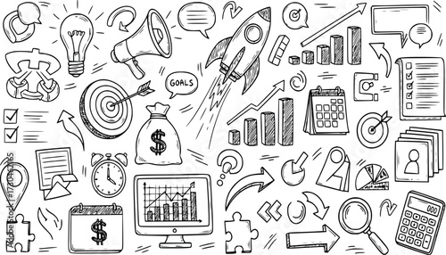 Vector art of collection of business and startup icons and symbols