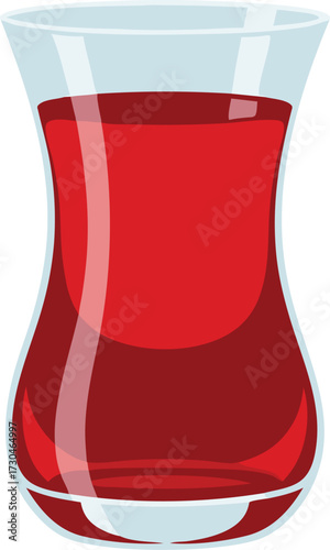Deep red Turkish tea served in a traditional tulip-shaped glass, highlighting cultural elegance and iconic Middle Eastern beverage style
