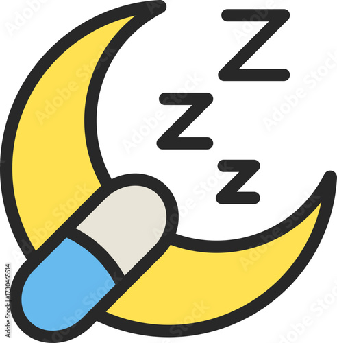 Melatonin Pill Filled Line Icon