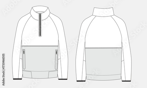 Long sleeve sweatshirt jacket vector illustration template front and back