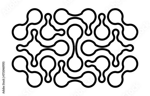Abstract Connected Shapes Pattern Black and White Vector Background