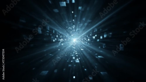 Abstract digital tunnel of light and data points illustration
