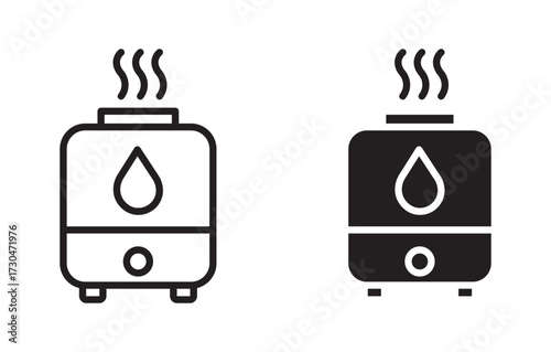 Humidifier Icon Set, Outline and Filled Style, vector illustration,