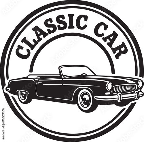 Classic Convertible Car Emblem Design with Retro Styling