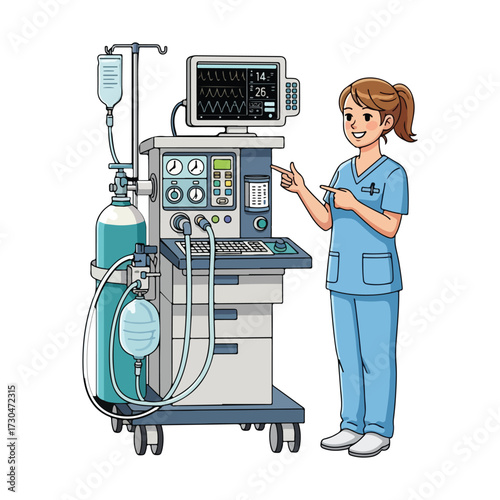 Medical Anesthesia Machine illustration isolated on white background - Medical equipment icon