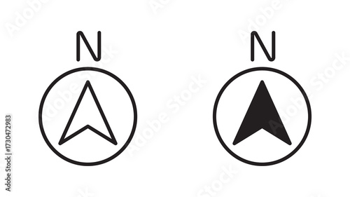 north arrow icon, vector illustration,