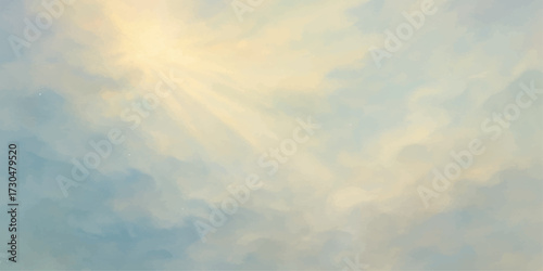 Blue sky with fluffy white clouds on a clear day