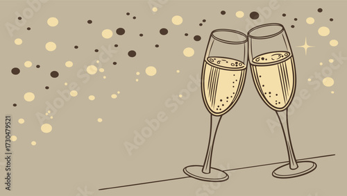 Celebrate good times with this elegant champagne toast illustration perfect for New Year's, anniversaries, or any special occasion calling for bubbly