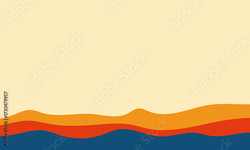 Abstract wavy layers of warm and cool colors creating a modern graphic background.