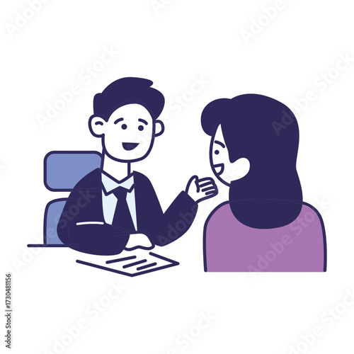interview between recruiter and employeer illustration vector design