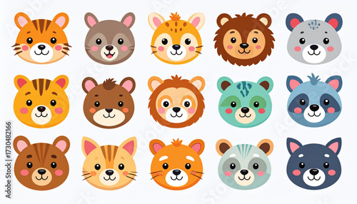 Quirky Sticker-Style Animal Faces
