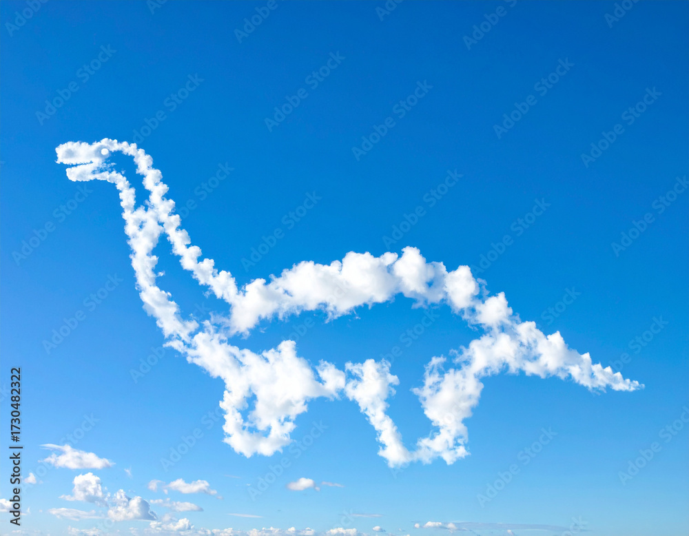 Naklejka premium Dinosaur shaped clouds in the sky. Ai