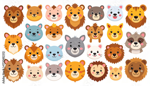 Quirky Sticker-Style Animal Faces