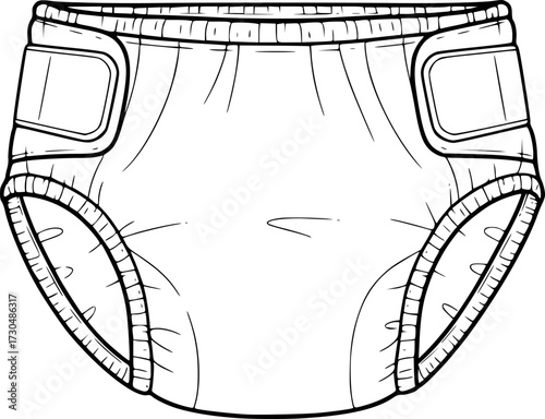A minimalist line drawing of a diaper