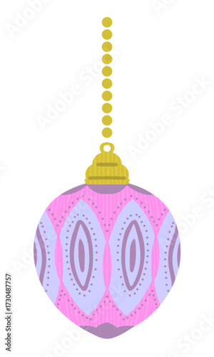 かわいいピンクのクリスマスオーナメントのイラスト