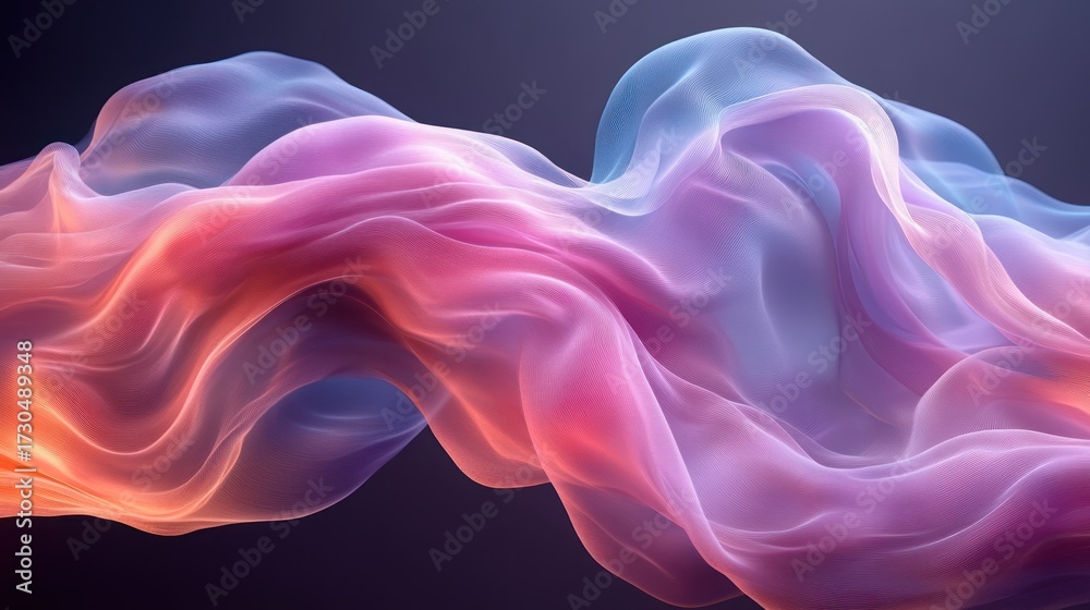 Obraz premium Flowing fabric, abstract wave, dark background, design element