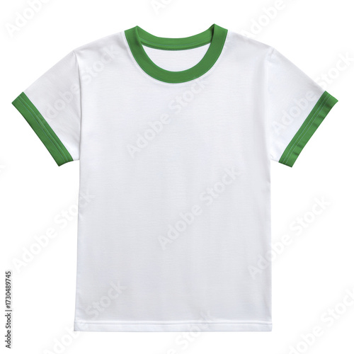 PNG Of Vintage Green And White Ringer Blank T-shirt Mockup Isolated On Trasparent Background
