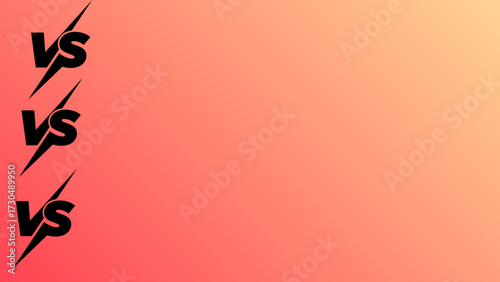 Versus vector graphic with lightning bolt design for competition and comparison on gradient color image design