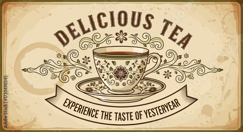 Luxury Tea Poster with Elegant Glass Cup.
Luxury tea promotion poster featuring a glass tea cup with golden light reflection, placed on a black marble plate