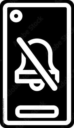Smartphone Silent Mode Icon: A Teal Screen Displaying a Crossed-Out Bell, Indicating No Notifications or Sounds.