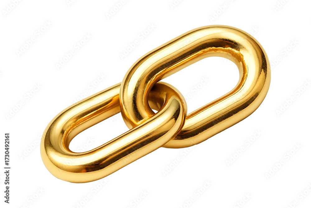 Naklejka premium Shiny Golden Chain Link Connected Isolated on a Transparent Background