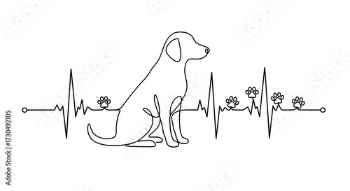 dog heartbeat, dog ecg line, one line dog, dog paw prints, heartbeat with dog, minimalist dog, dog lover design, paw print heartbeat, sitting dog line art, dog ecg heartbeat, dog life heartbeat, pet h