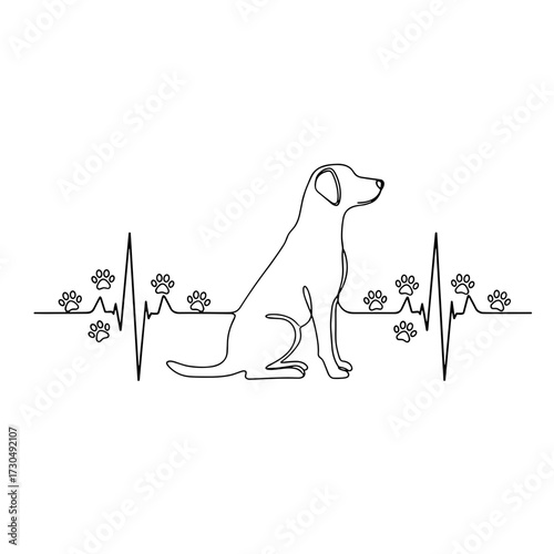 dog heartbeat, dog ecg line, one line dog, dog paw prints, heartbeat with dog, minimalist dog, dog lover design, paw print heartbeat, sitting dog line art, dog ecg heartbeat, dog life heartbeat, pet h