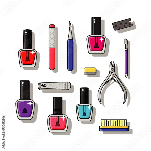 Manicure Set Collection Polishes, Clippers, and Cuticle Tools