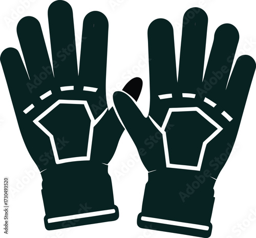 Black goalkeeper gloves silhouette design